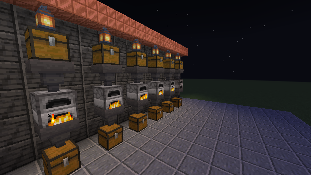 The smelter factory at night, every furnace lit
